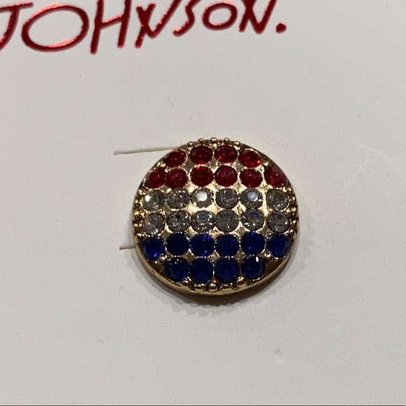 NWT•Betsey Johnson Red/Wht/BL Button Post earrings - Picture 5 of 5